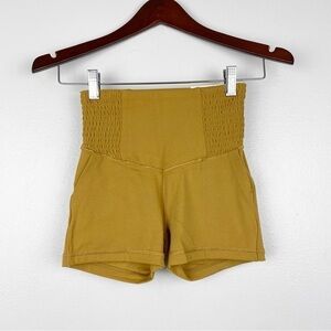 aerie High-Waist Athletic Shorts in Mustard